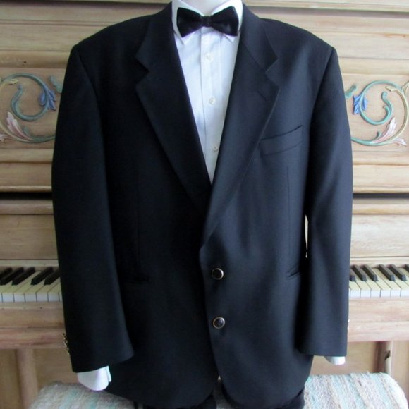 BLACK BLAZER, 44L, SLEEVE 36" SAVILE ROW McGUIRE'S DINNER JACKET, SPORT COAT - Picture 4 of 8